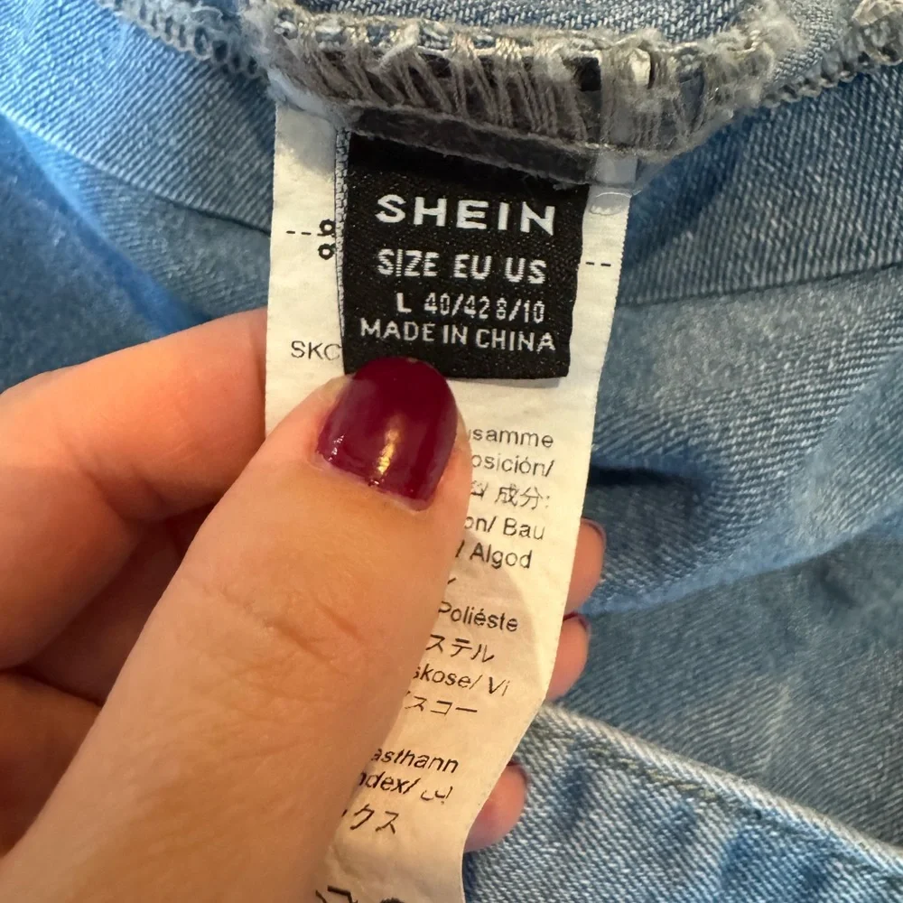 Women’s SHEIN Denim Button-Down Dress Size Large - Picture 9 of 10